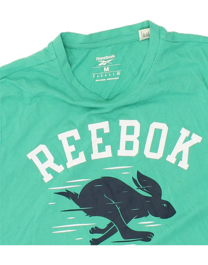 REEBOK Mens Graphic T-Shirt Top Medium Green Cotton | Vintage Reebok | Thrift | Second-Hand Reebok | Used Clothing | Messina Hembry 