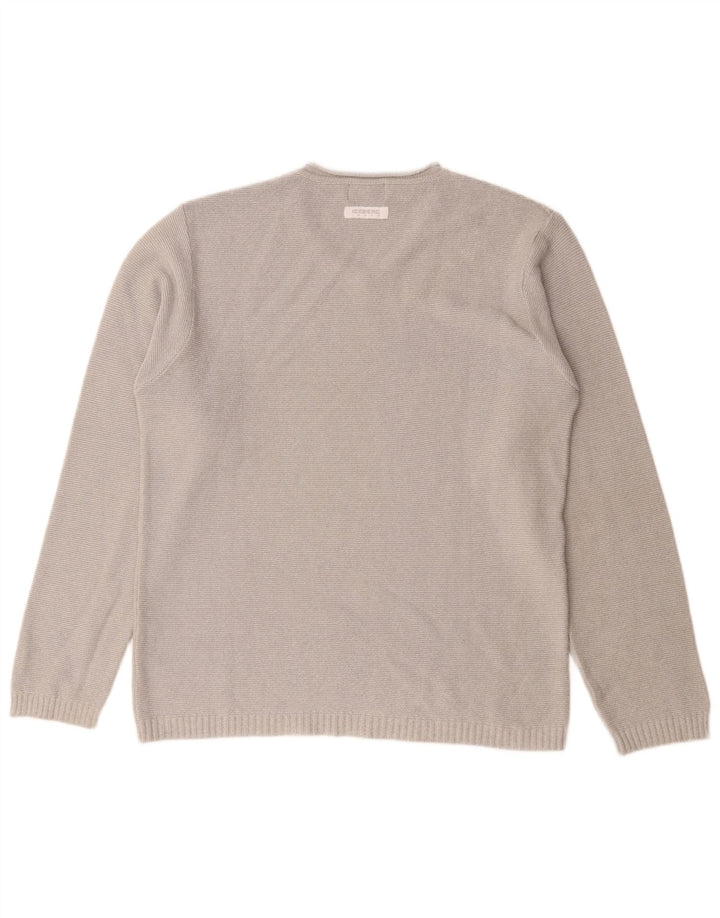 Iceberg Mens V-Neck Jumper Sweater Medium Grey Cotton
