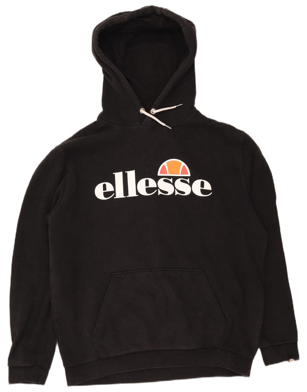 ELLESSE Mens Graphic Hoodie Jumper XL Black Cotton