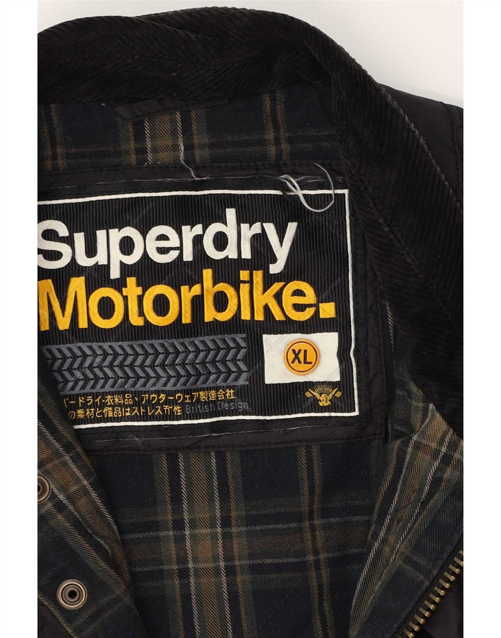 Superdry Mens Quilted Racer Jacket UK 42 XL Black Nylon