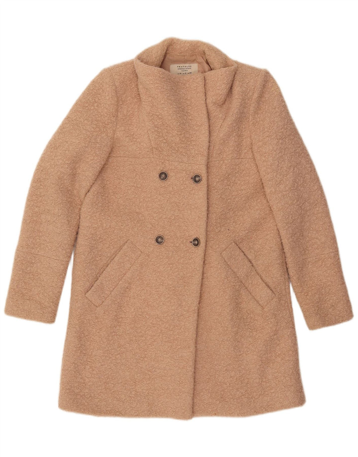 ZARA Womens Trafaluc Double Breasted Coat UK 14 Medium Beige