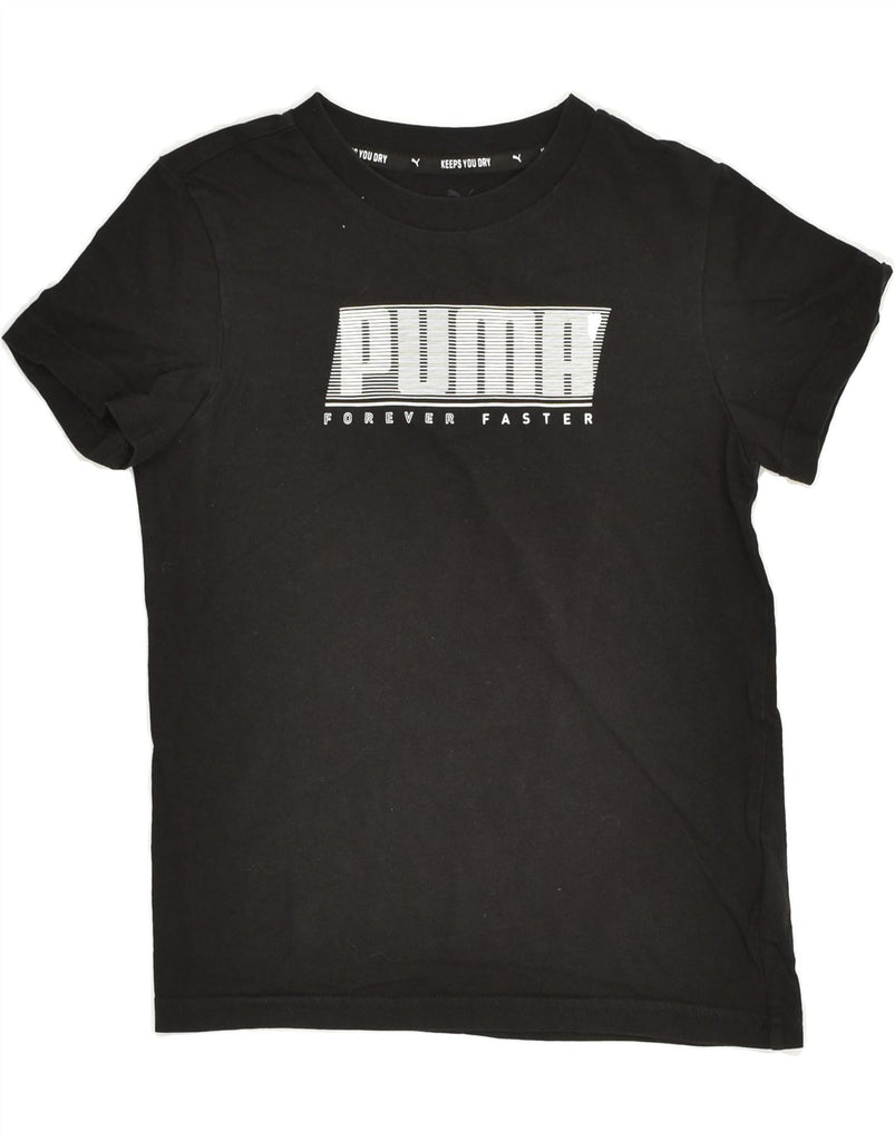 PUMA Boys Graphic T-Shirt Top 7-8 Years Black Cotton | Vintage Puma | Thrift | Second-Hand Puma | Used Clothing | Messina Hembry 