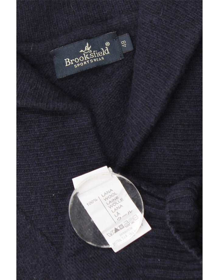 Brooksfield Mens Cardigan Sweater IT 48 Small Navy Blue Wool