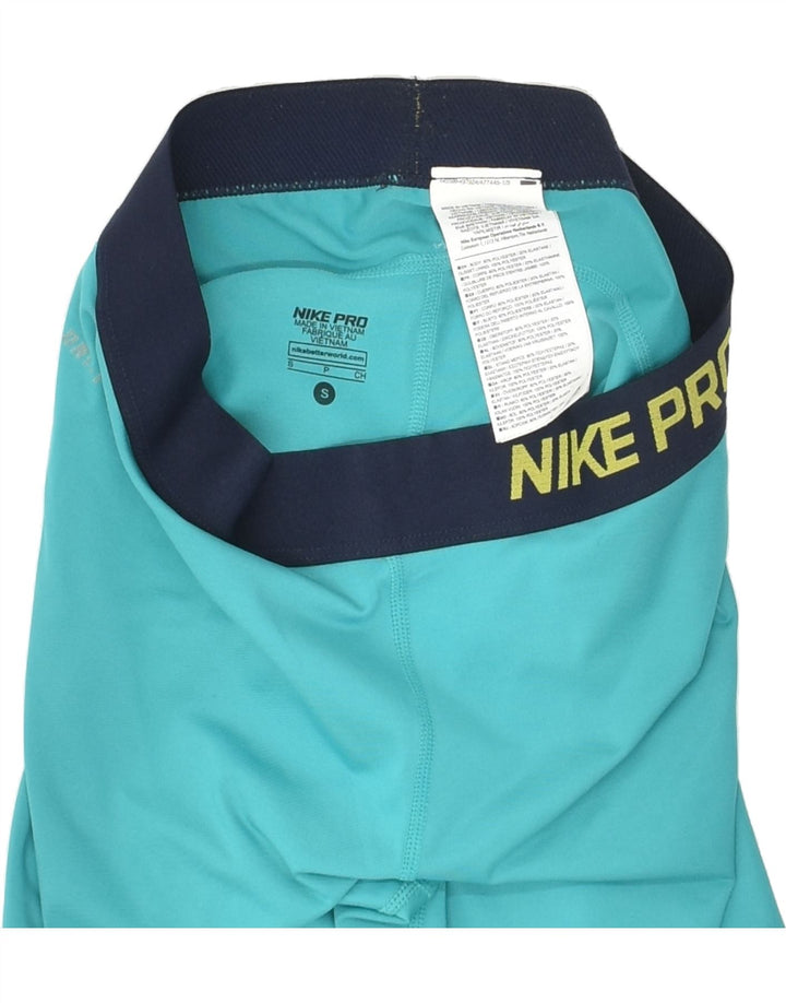 NIKE Womens Dri Fit Graphic Capri Leggings UK 8 Small Turquoise Polyester | Vintage Nike | Thrift | Second-Hand Nike | Used Clothing | Messina Hembry 