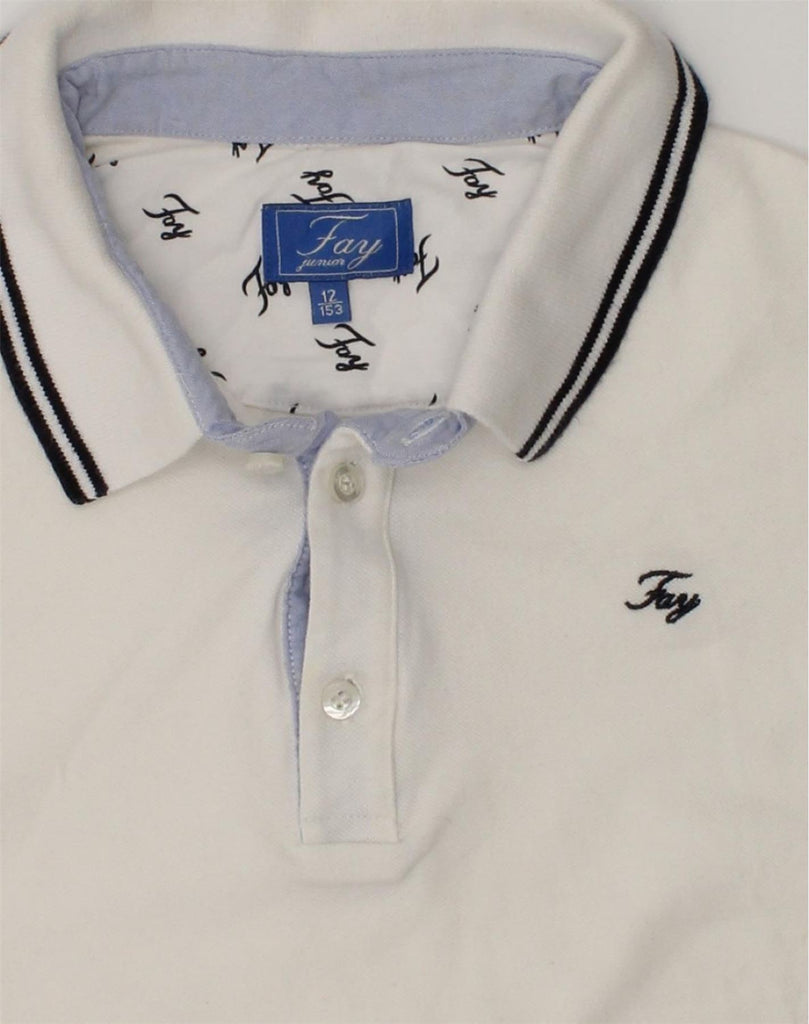 FAY Boys Polo Shirt 11-12 Years White Cotton | Vintage Fay | Thrift | Second-Hand Fay | Used Clothing | Messina Hembry 