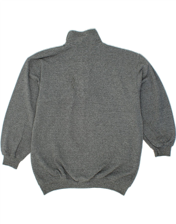 VINTAGE Mens Zip Neck Jumper Sweater XL Grey Cotton Vintage Vintage and Second-Hand Vintage from Messina Hembry 