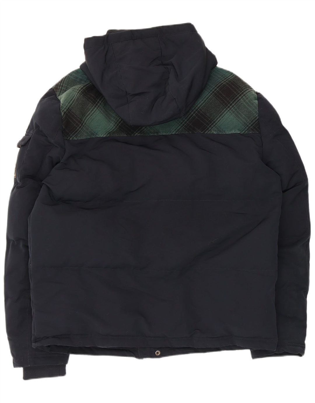 Superdry Mens Hooded Ski Jacket UK 42 XL Navy Blue Check Polyester