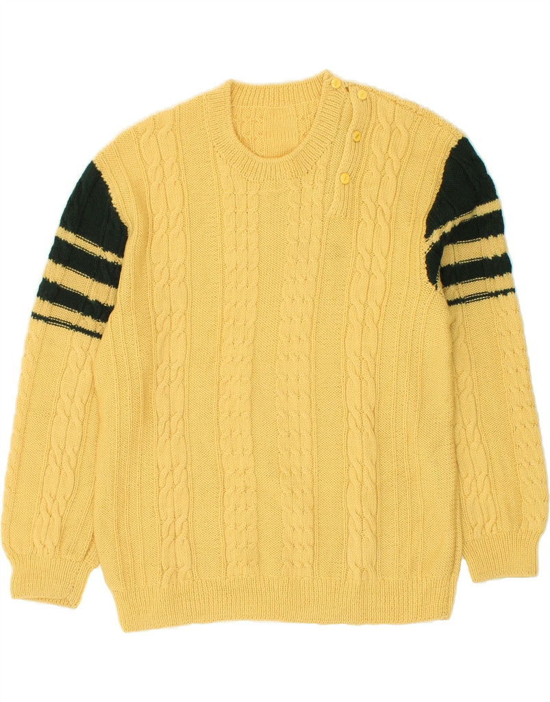 VINTAGE Womens Crew Neck Jumper Sweater UK 16 Large Yellow Colourblock Vintage Vintage and Second-Hand Vintage from Messina Hembry 