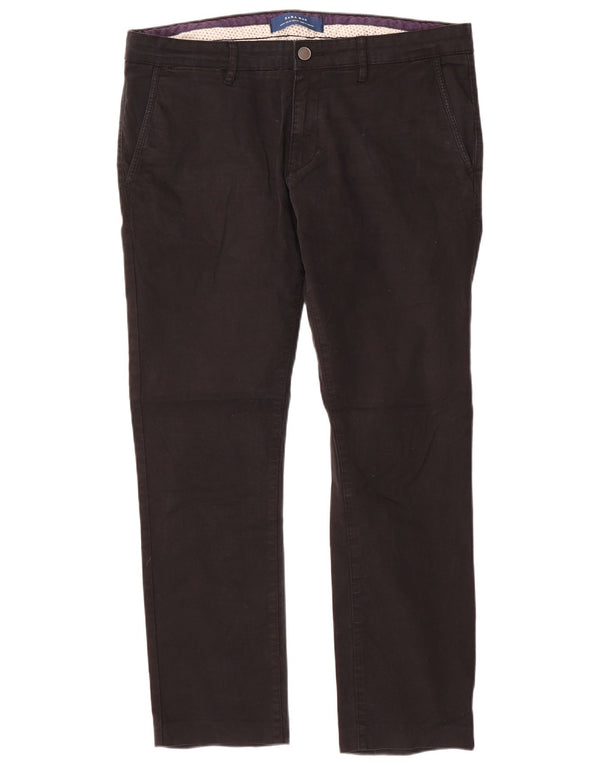 Zara Mens Straight Chino Trousers EU 44 Large W34 L30 Black