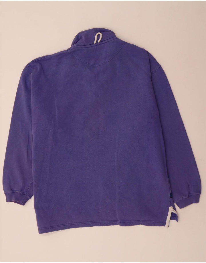 CREW CLOTHING Mens Zip Neck Sweatshirt Jumper Large Purple Cotton