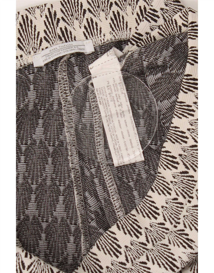 Zara Womens Abstract Pattern Hot Pants Large W30 White Polyester