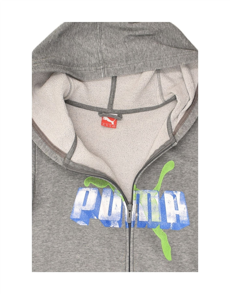 PUMA Boys Graphic Zip Hoodie Sweater 15-16 Years 2XL Grey Cotton | Vintage Puma | Thrift | Second-Hand Puma | Used Clothing | Messina Hembry 