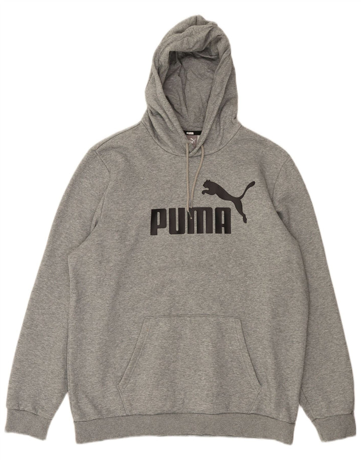 PUMA Mens Graphic Hoodie Jumper Large Grey Cotton