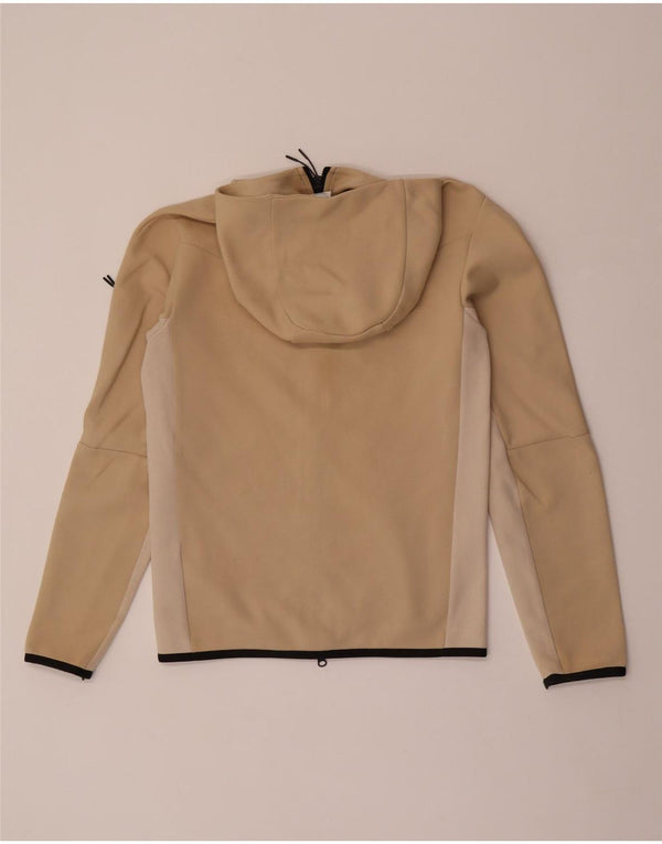 NIKE Mens Zip Hoodie Sweater XS Beige Colourblock Cotton