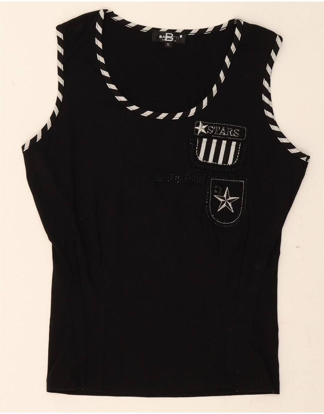 BAGUTTI Womens Graphic Vest Top UK 18 XL Black Modal Vintage Bagutti and Second-Hand Bagutti from Messina Hembry 