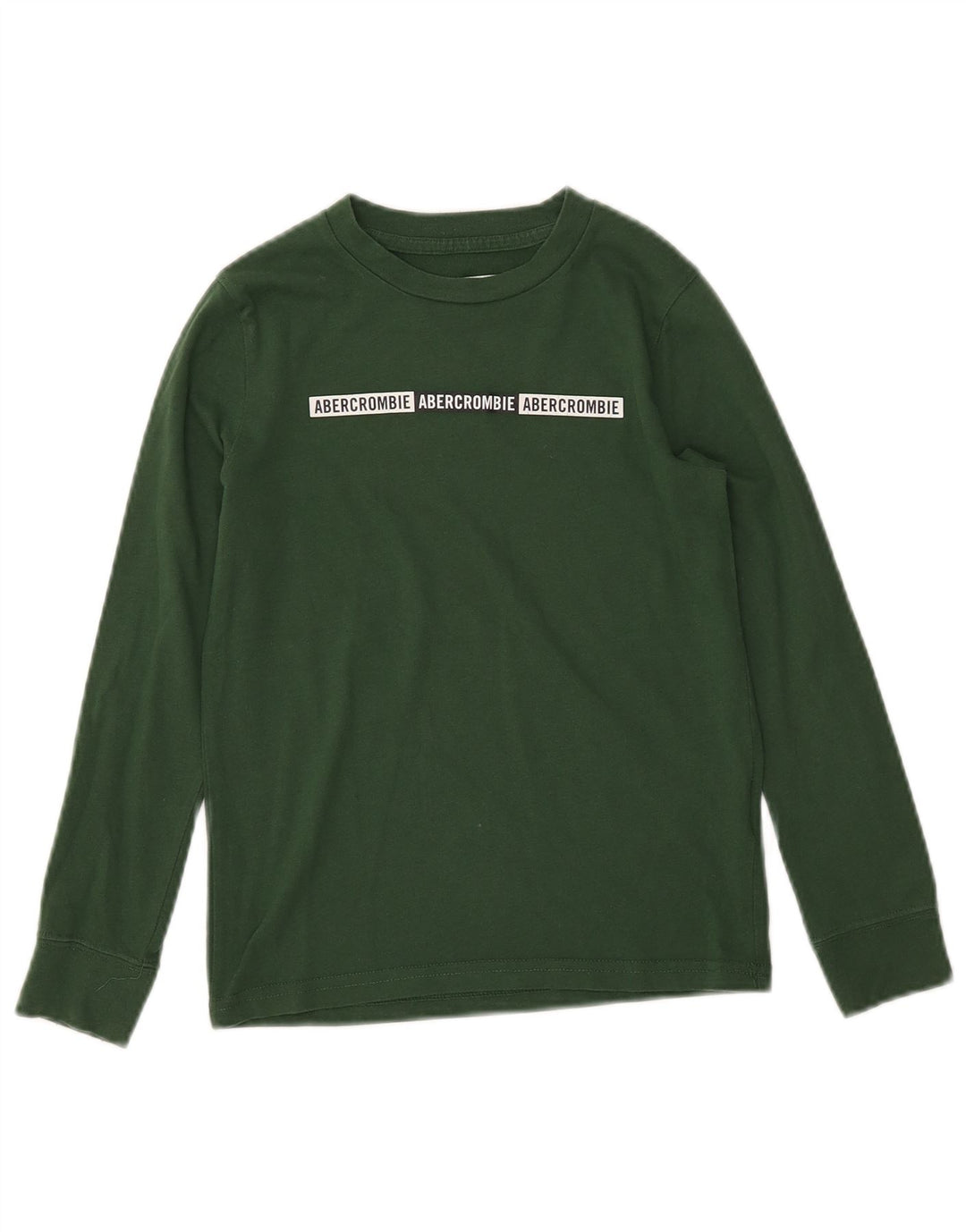 ABERCROMBIE & FITCH Boys Graphic Top Long Sleeve 7-8 Years Green Cotton
