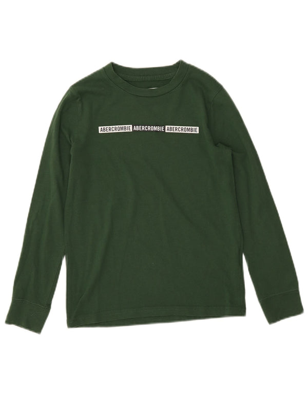 ABERCROMBIE & FITCH Boys Graphic Top Long Sleeve 7-8 Years Green Cotton