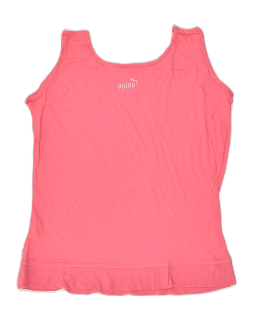 PUMA Womens Graphic Vest Top UK 16 Large Pink Cotton | Vintage Puma | Thrift | Second-Hand Puma | Used Clothing | Messina Hembry 