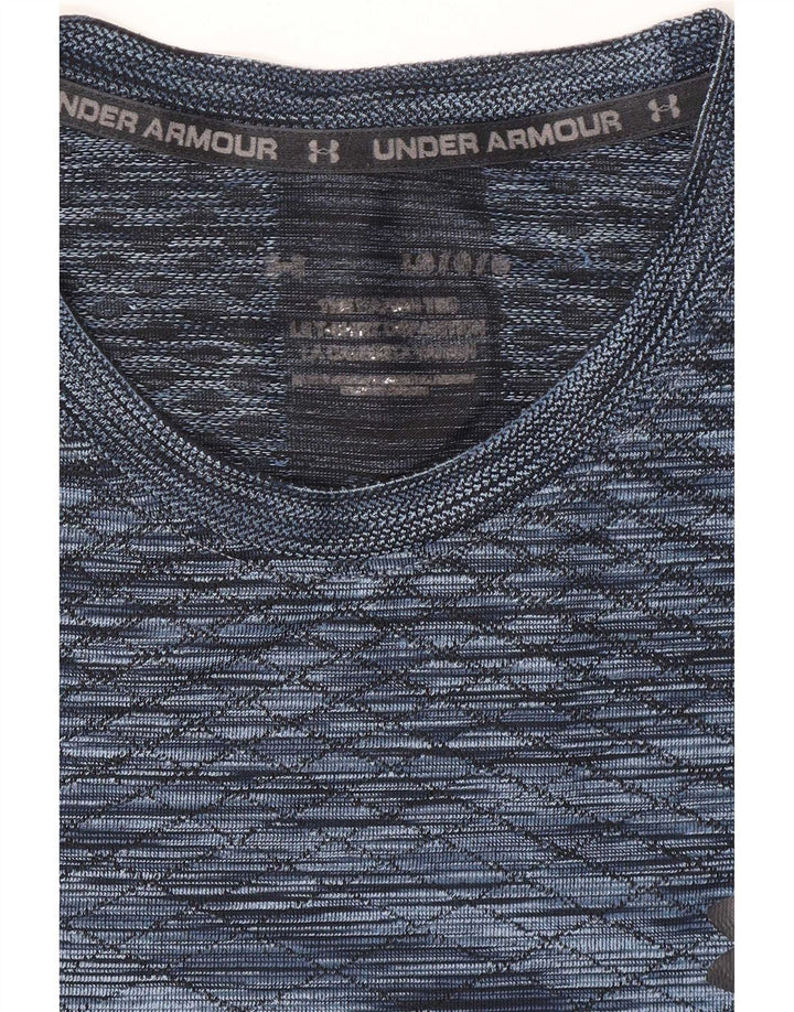 Under Armour Mens T-Shirt Top Large Blue Flecked Polyester Sports