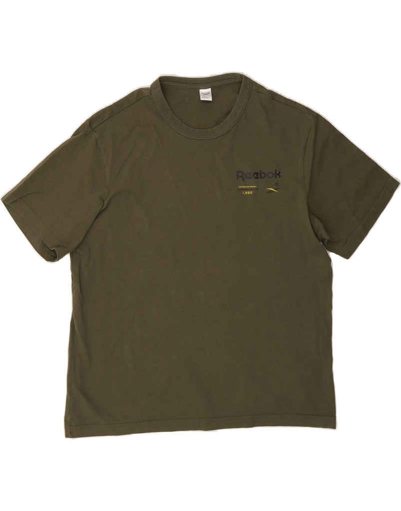 REEBOK Mens Graphic T-Shirt Top Medium Green Cotton Vintage Reebok and Second-Hand Reebok from Messina Hembry 