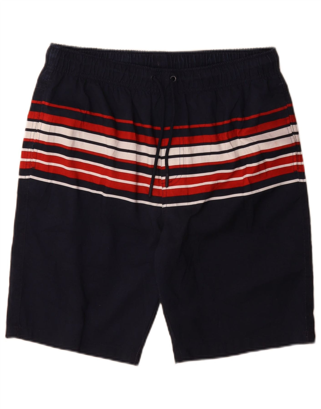 Marks & Spencer Mens Swimming Shorts Medium Navy Blue Striped Polyester