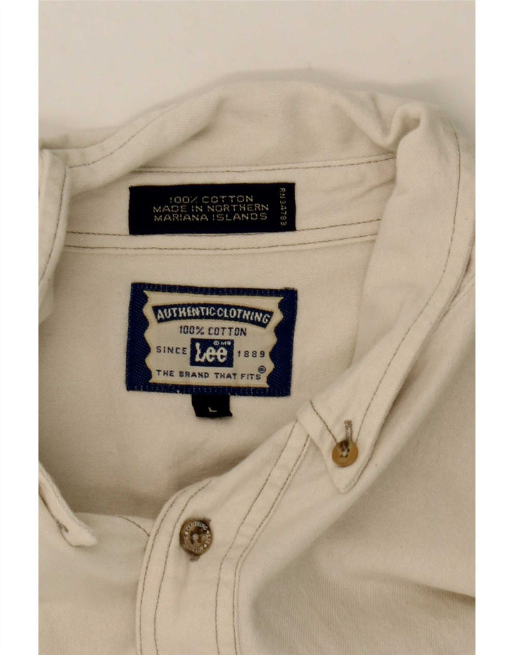 Lee Mens Denim Shirt Large Off White Cotton