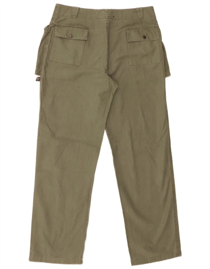 Brogden Mens Straight Cargo Trousers W33 L33 Green Cotton