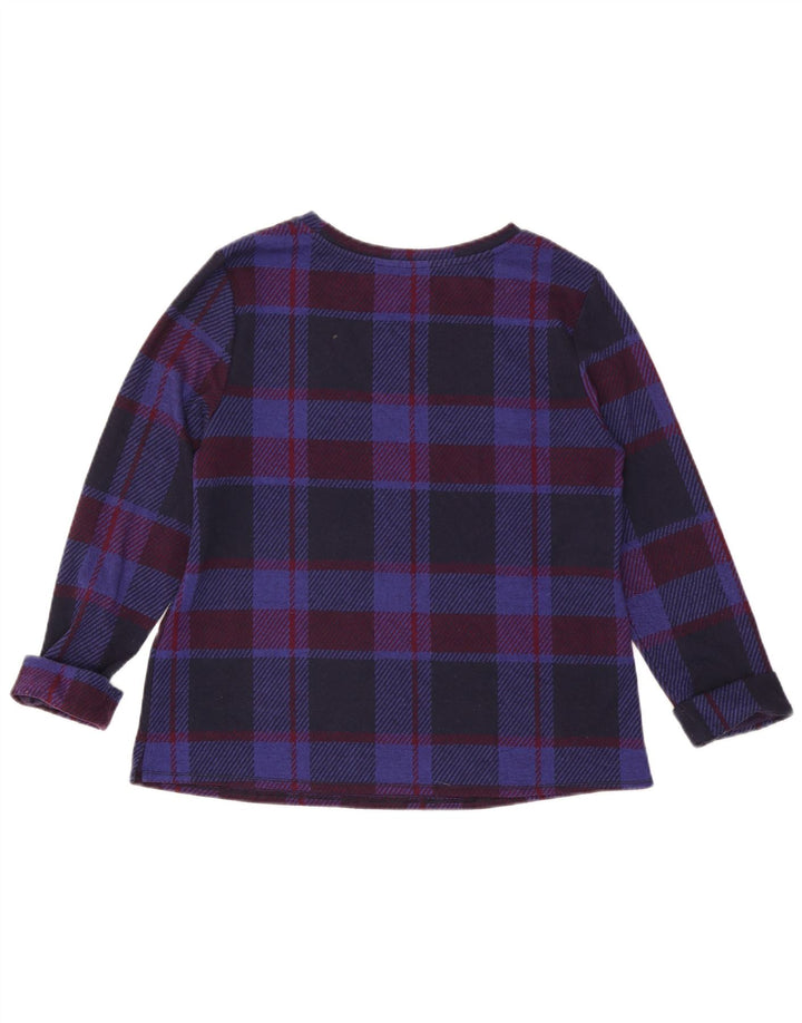 Marks & Spencer Womens Top Long Sleeve UK 14 Large Navy Blue Check
