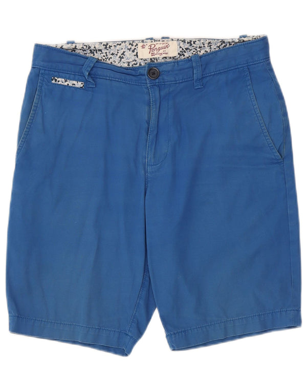 Penguin Mens Chino Shorts W30 Medium Blue Cotton