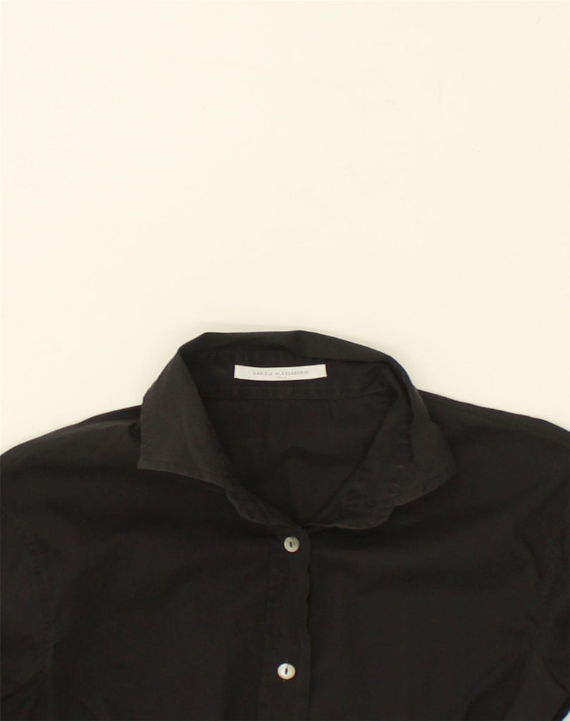 DANIELE ALESSANDRINI Womens Shirt UK 12 Medium Black Cotton | Vintage Daniele Alessandrini | Thrift | Second-Hand Daniele Alessandrini | Used Clothing | Messina Hembry 