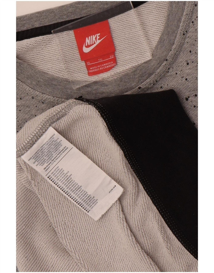 Nike Mens Graphic Sweatshirt Jumper XL Grey Colourblock Cotton