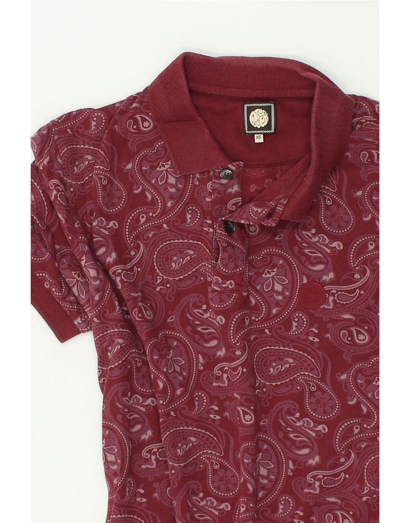 PRETTY GREEN Mens Polo Shirt XS Burgundy Paisley Cotton | Vintage Pretty Green | Thrift | Second-Hand Pretty Green | Used Clothing | Messina Hembry 