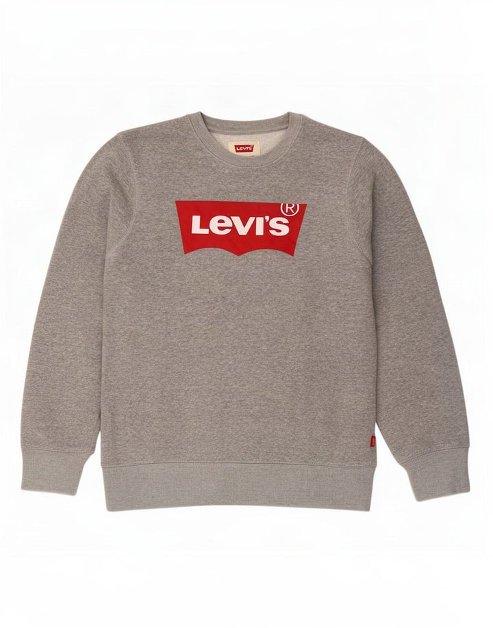 Levi's Boys Graphic Sweatshirt Jumper 13-14 Years Grey Flecked Cotton