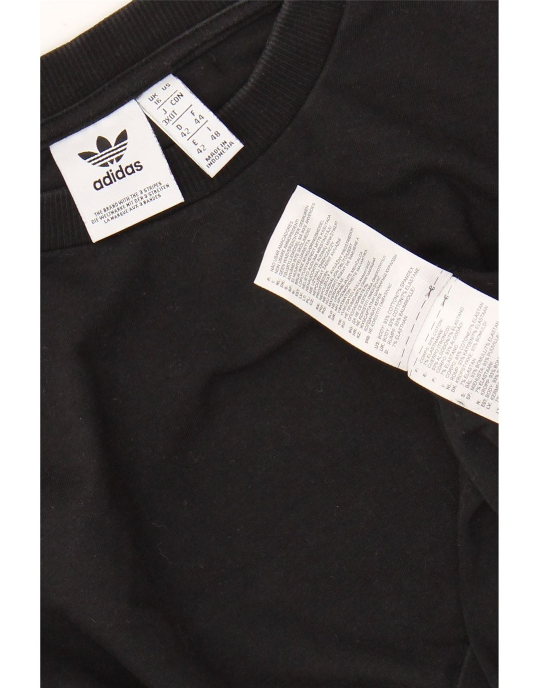ADIDAS Womens Crop Top Long Sleeve UK 16 Large  Black Cotton