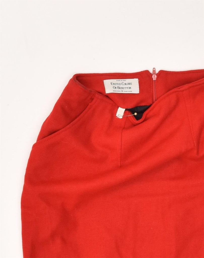 BENETTON Womens Pencil Skirt IT 42 Medium W24  Red Wool | Vintage Benetton | Thrift | Second-Hand Benetton | Used Clothing | Messina Hembry 