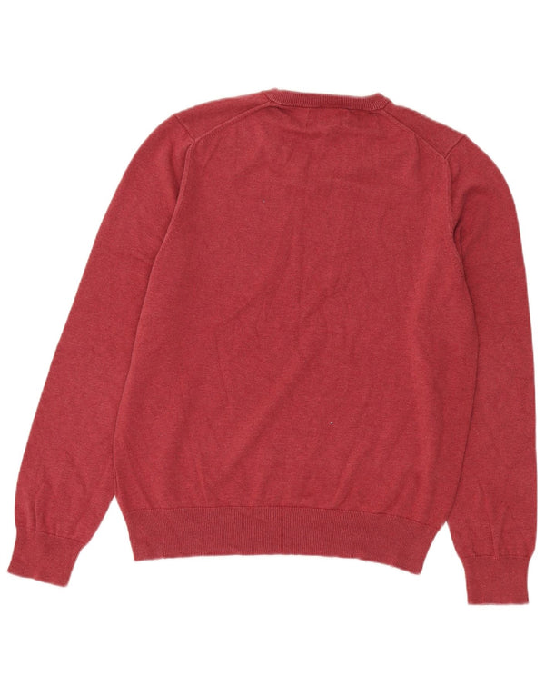 Marks & Spencer Mens V-Neck Jumper Sweater Medium Burgundy Cotton