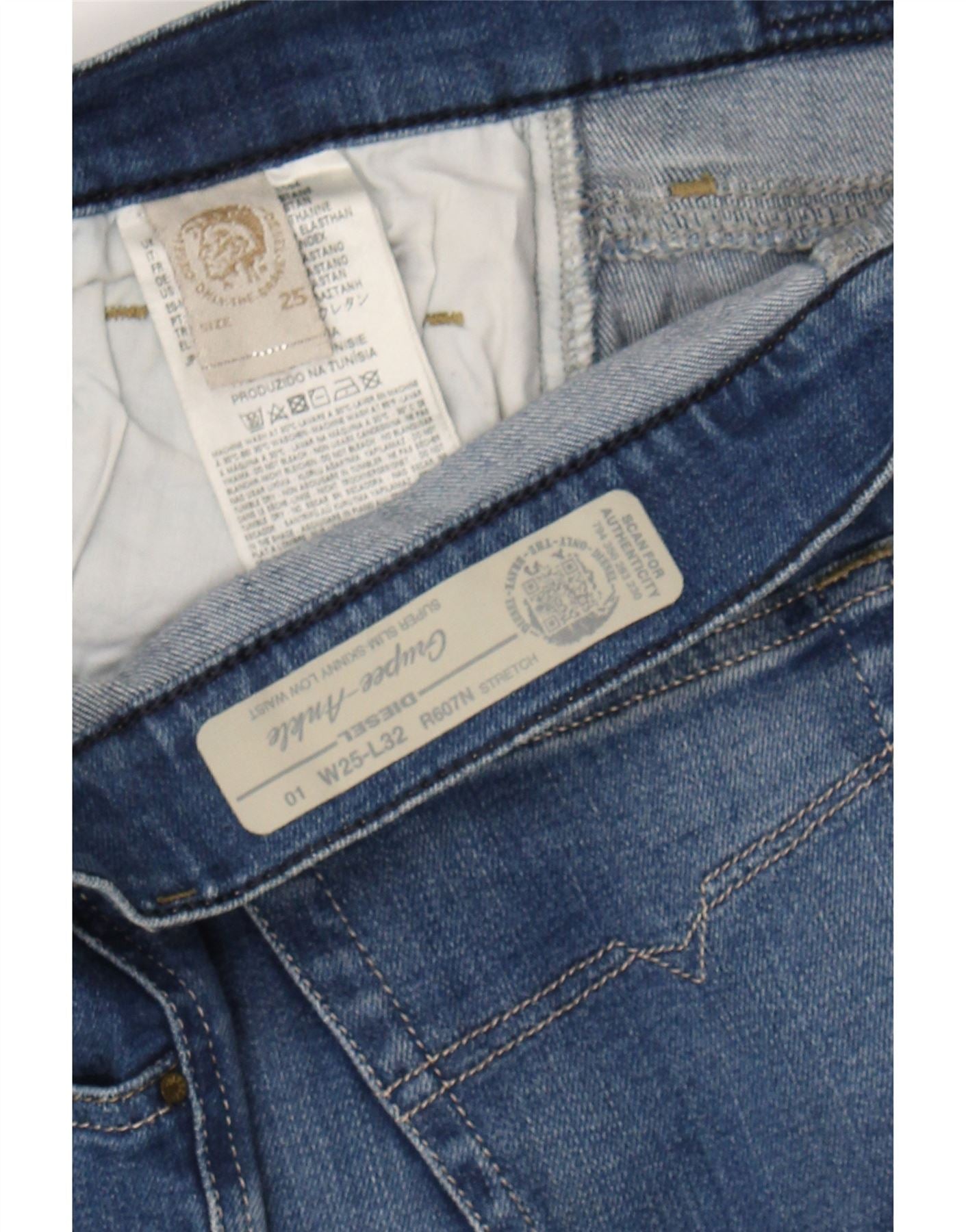 Jeans Diesel Femme Grupee Super Slim-Skinny - W27 L32 - Bleu - Neuf Avec Défauts