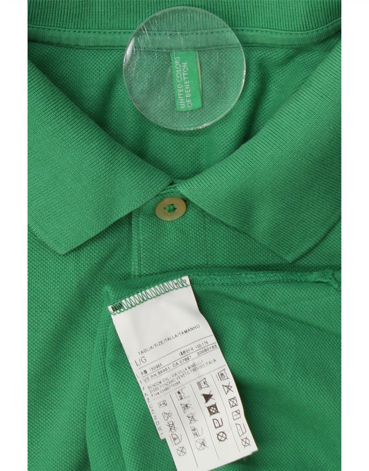 BENETTON Mens Polo Shirt Large Green Cotton
