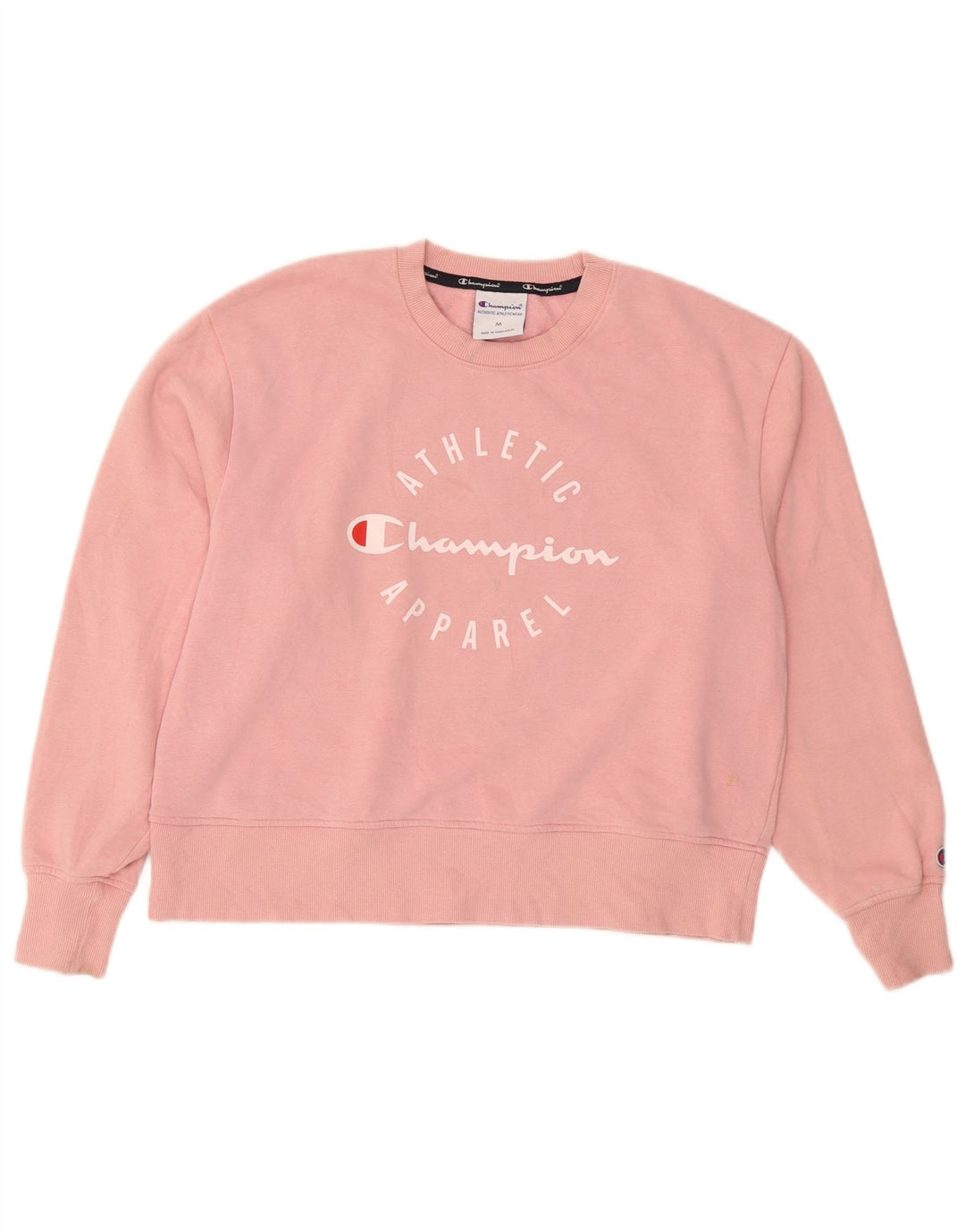 Champion Womens Graphic Sweatshirt Jumper UK 14 Medium Pink Cotton