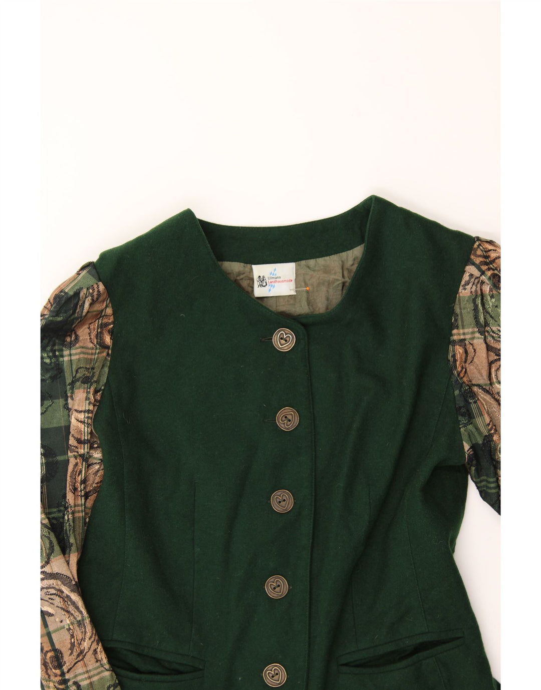 VINTAGE Womens 5 Button Blazer Jacket IT 38 XS Green Check Vintage Vintage and Second-Hand Vintage from Messina Hembry 