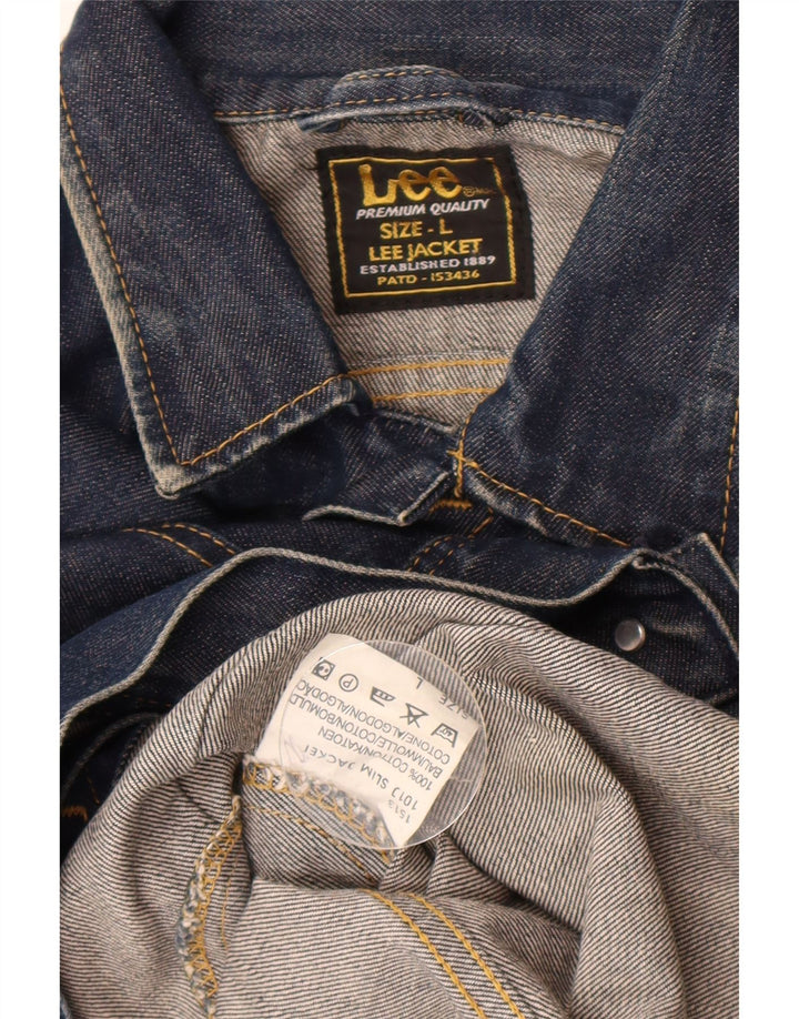 Lee Mens Denim Jacket UK 40 Large Navy Blue Cotton