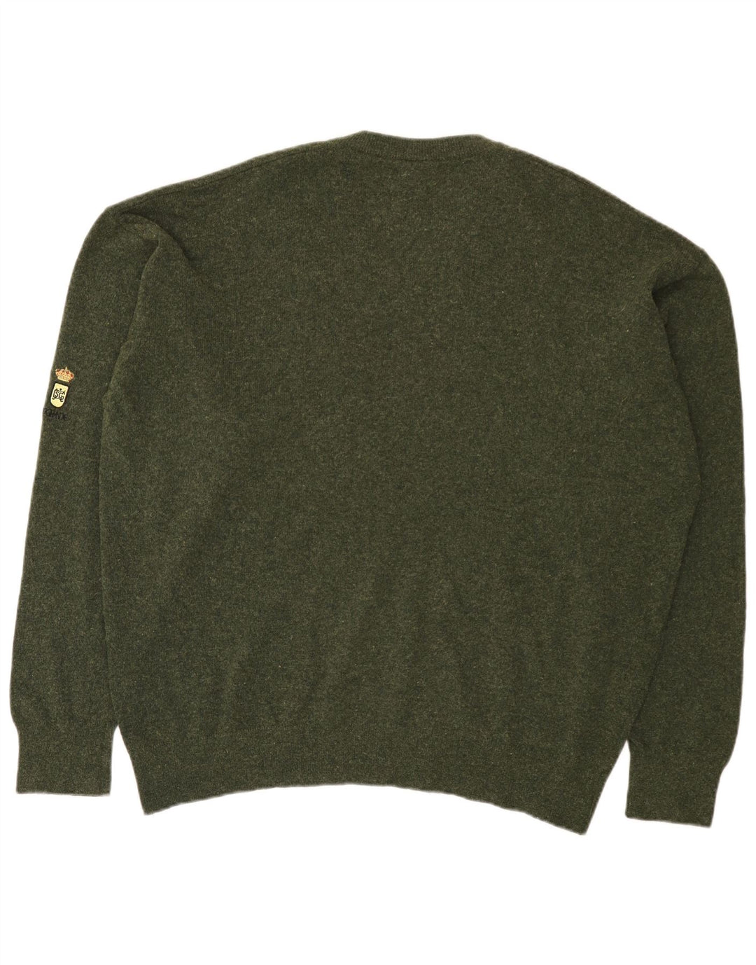 Lacoste Mens V-Neck Jumper Sweater Size 8 3XL Green Lambswool