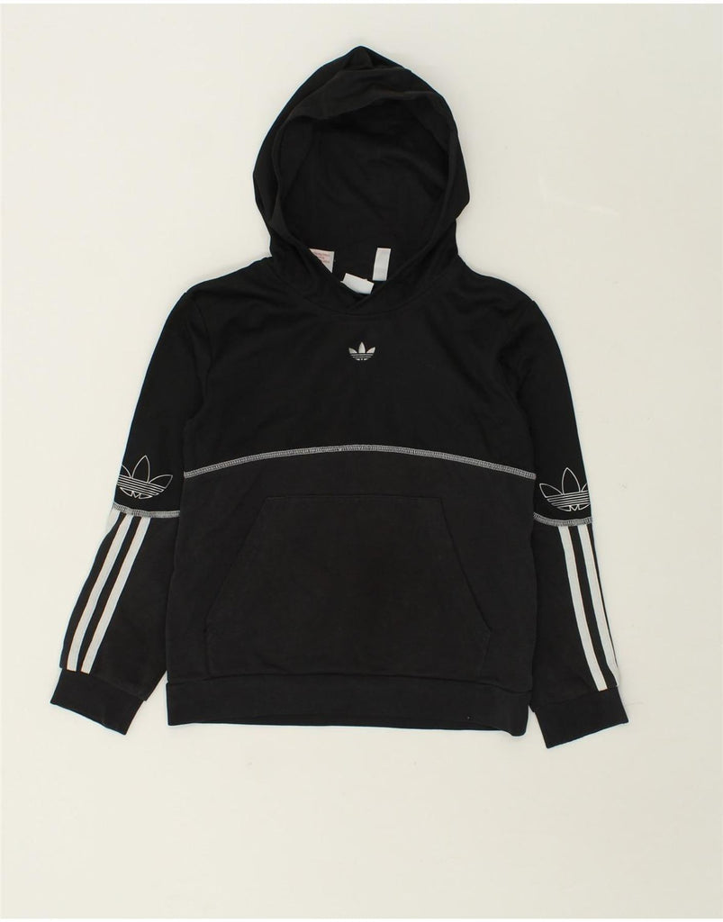 ADIDAS Boys Graphic Hoodie Jumper 9-10 Years Small  Black Cotton | Vintage Adidas | Thrift | Second-Hand Adidas | Used Clothing | Messina Hembry 