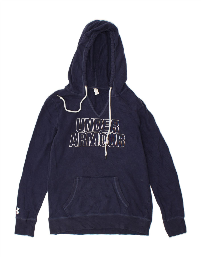 UNDER ARMOUR Mens Graphic Hoodie Jumper Medium Navy Blue Cotton | Vintage Under Armour | Thrift | Second-Hand Under Armour | Used Clothing | Messina Hembry 