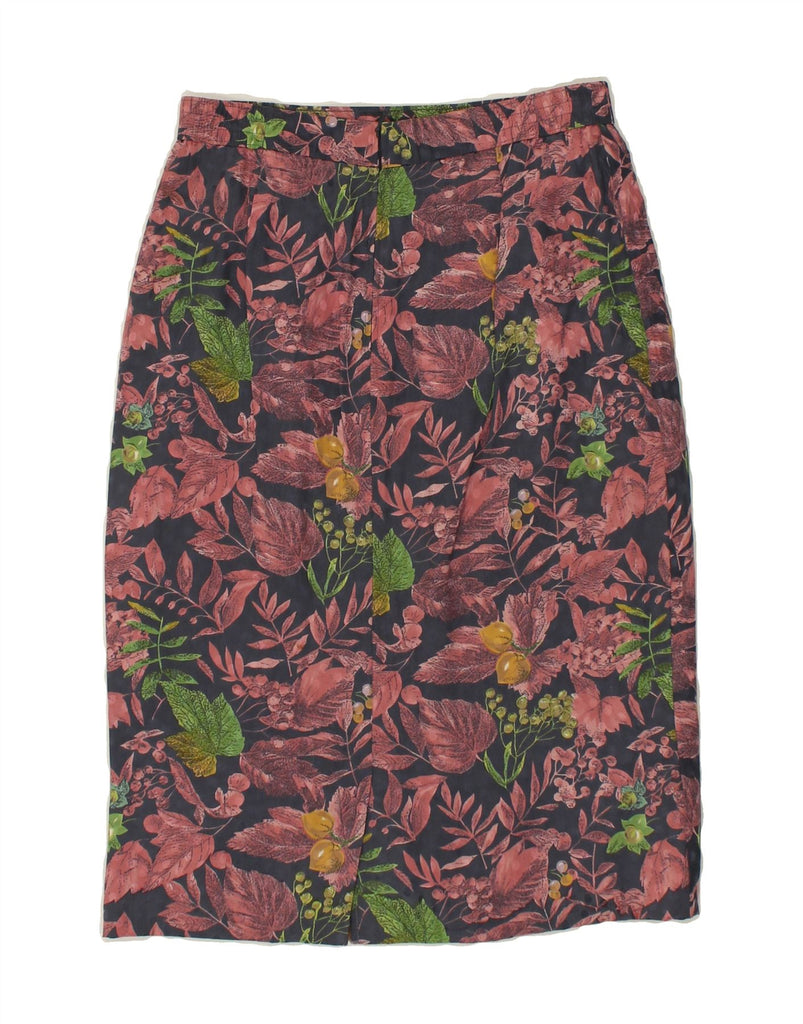 VINTAGE Womens Midi Skirt W28 Medium  Multicoloured Floral Polyester | Vintage Vintage | Thrift | Second-Hand Vintage | Used Clothing | Messina Hembry 