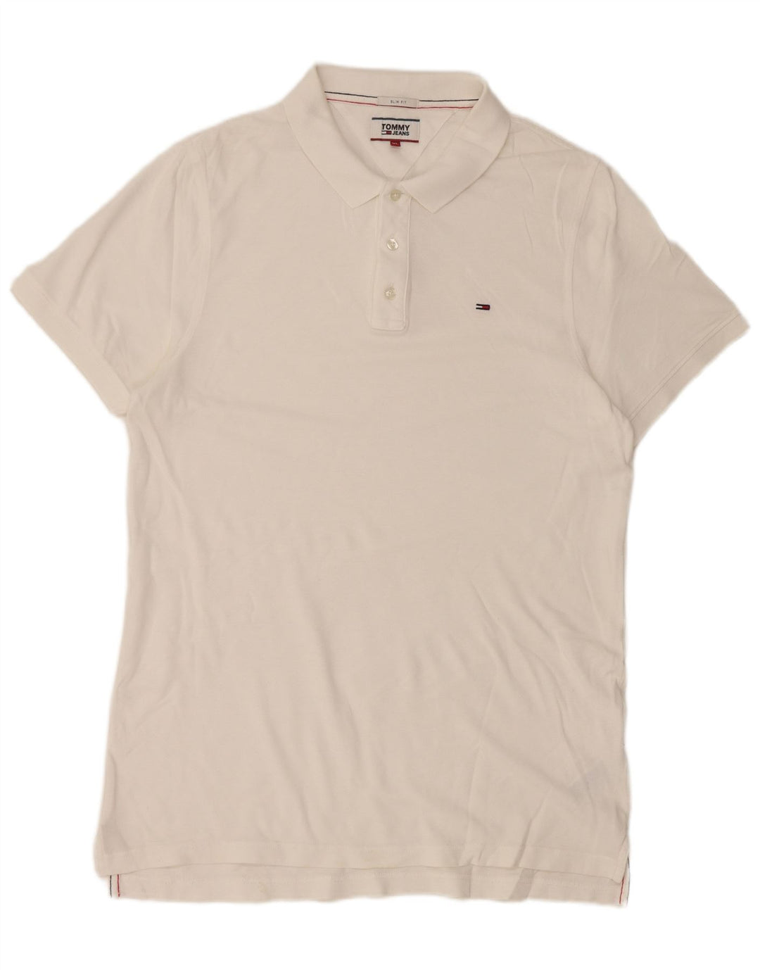 TOMMY HILFIGER Mens Slim Fit Polo Shirt XL White Cotton