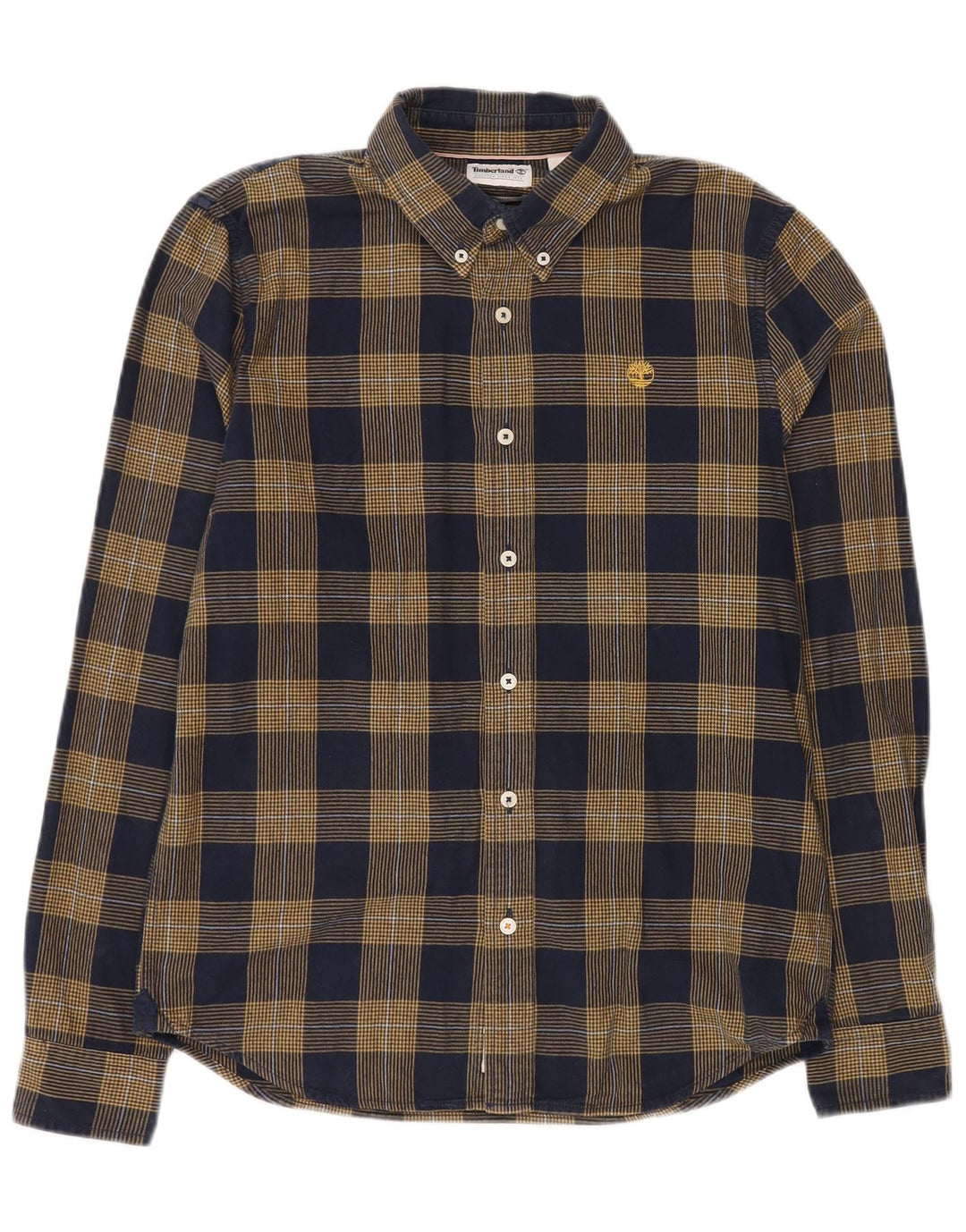 TIMBERLAND Mens Slim Fit Flannel Shirt Small Navy Blue Check Cotton