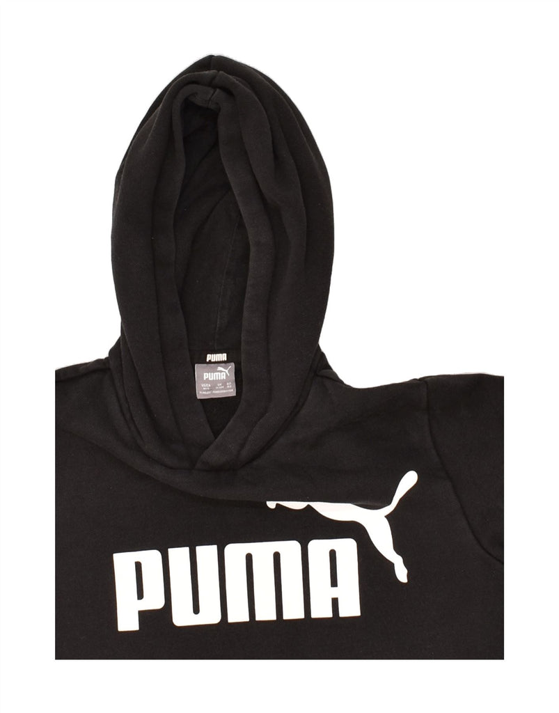 PUMA Boys Graphic Hoodie Jumper 11-12 Years Black Cotton | Vintage Puma | Thrift | Second-Hand Puma | Used Clothing | Messina Hembry 