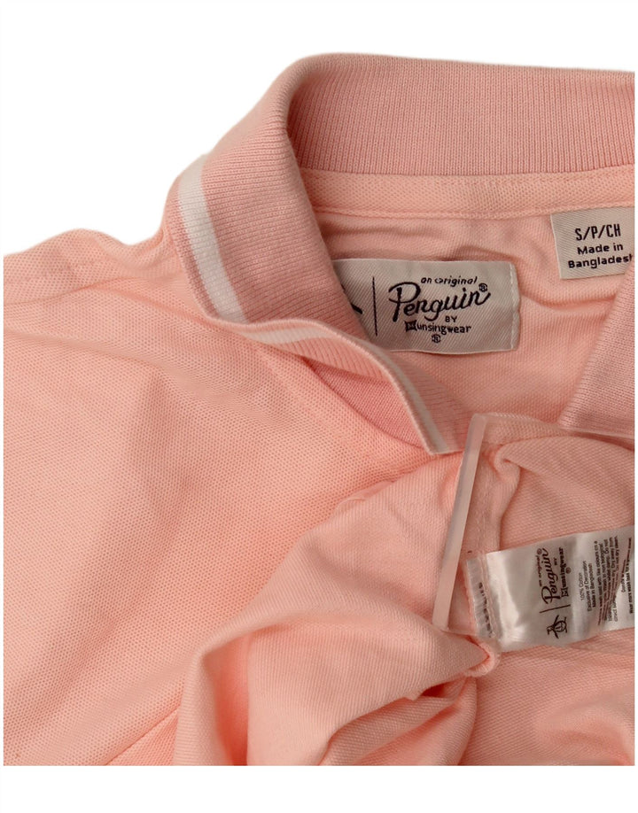 Penguin Mens Polo Shirt Small Pink Striped Cotton