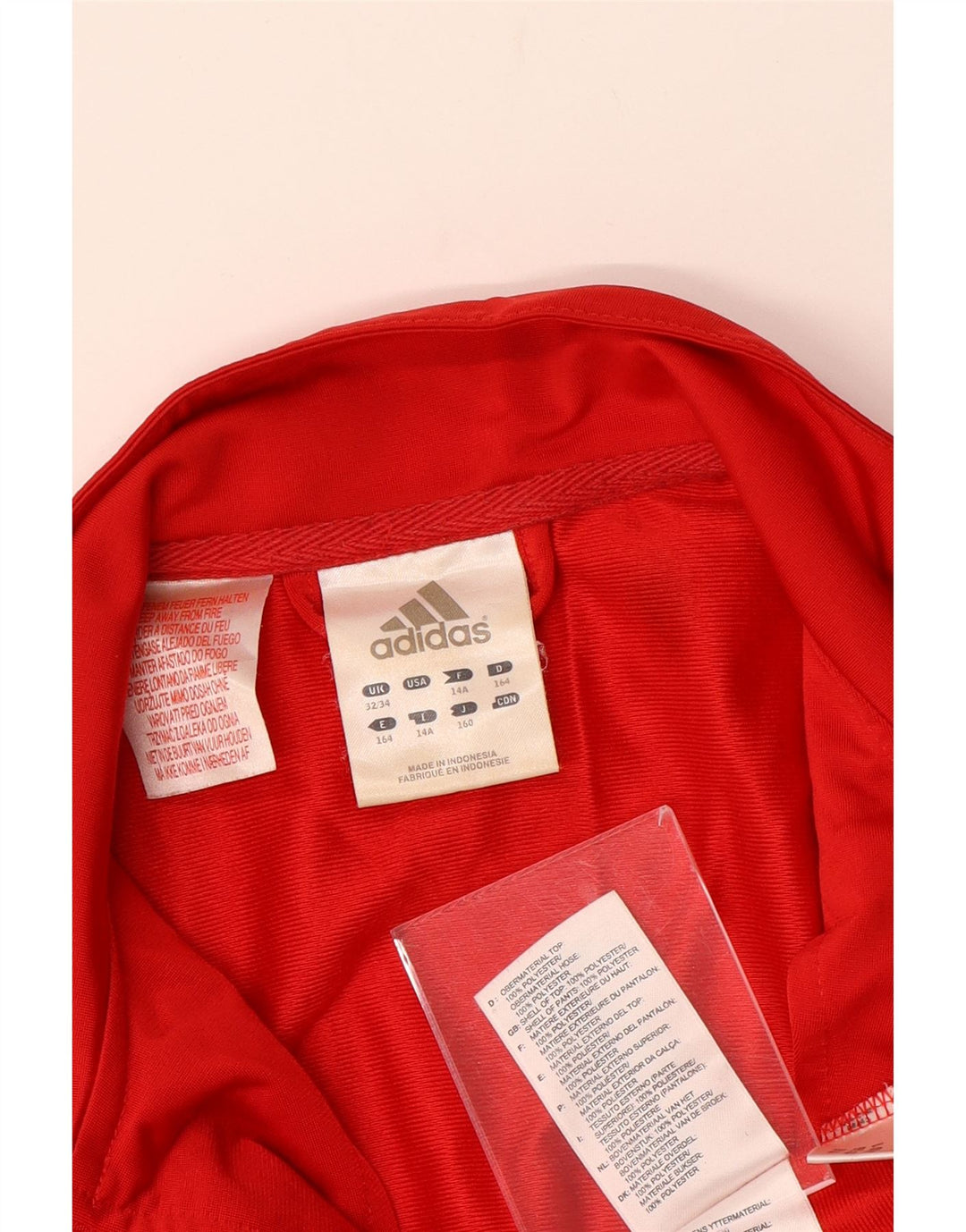 ADIDAS Boys Tracksuit Top Jacket 13-14 Years Red Colourblock Polyester